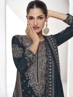 Navy Blue Premium Chinon Silk Salwar Kameez